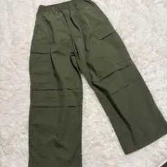 GU ジーユー カーゴパンツ ストレート裾 緑 オリーブ Sサイズ ウエストゴムのサムネイル