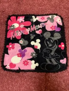 ディズニー ミッキーマウス タオルハンカチ レース付き ピンク×ブラック