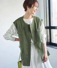 ✳︎新品✳︎LEPSIM ノーカラーミリタリーベストFreeサイズ