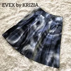 EVEX by KRIZIA プリーツフレアスカート ドット柄 42 XL紺のサムネイル