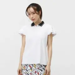 ルコック ゴルフウェア 半袖シャツ Aライン ホワイト L 襟付き 吸汗速乾