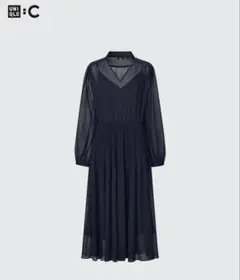 UNIQLO :C プリーツワンピース ネイビーのサムネイル