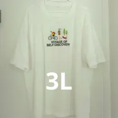 3L半袖TシャツVOYAGE OF SELF-DISCOVERY 刺繍白Tシャツ