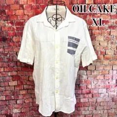 美品☆OILCAKE 半袖シャツ　コットン100% 胸ポケット　ホワイト　XL