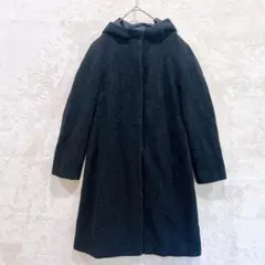 ★組曲 クミキョク ロングコート フード付き 濃灰 M相当 ウール混のサムネイル