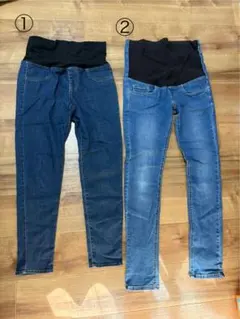 マタニティ ストレッチパンツ S-M 2色セット