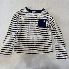 プチバトー　ストライプ 長袖カットソー ポケット付き