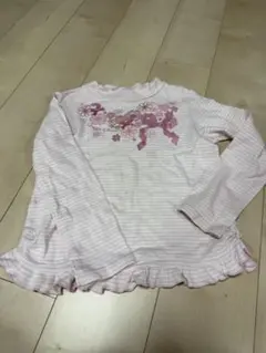 mezzo piano 長袖カットソー ピンクストライプ