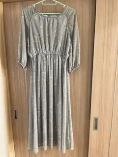 花柄 七分袖 ロングワンピース