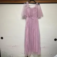 ピンク フリル ロングドレス　XLサイズ