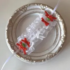 ぬい服 ぬいぐるみヘッドドレス いちごリボン赤