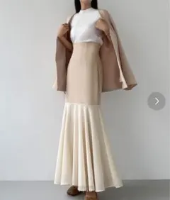 louere 薄手ハイウエスト異素材切替マーメイドスカート