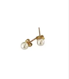 K18 イエローゴールド 一粒パールピアス 総重量0.57g パール直径約5 