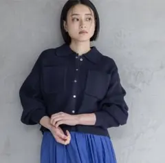 アパートバイ◎エリツキニットカーディガン◎ネイビー