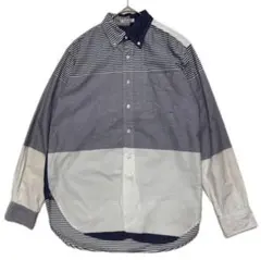 CDG HOMME パッチワーク切替ストライプシャツ XS ブルー 日本製 - メルカリ