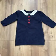 ニット ハート ワンピース ベビーギャップ ネイビー 80