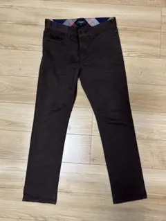 【美品・M】ブラックレーベルクレストブリッジ・チノパンツ・革パッチ・チェック柄