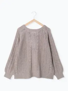 サマンサモスモス 透かし柄前後2WAYリボンニット   ベージュ