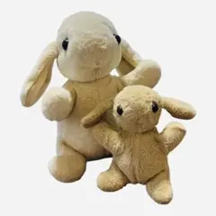 【可愛い親子セット】うさぎ ぬいぐるみ 2体まとめ売り（ホワイト＆ベージュ）