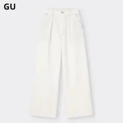 GU ライトデニムワイドパンツ S 白［股下76㎝仕上げ］のサムネイル