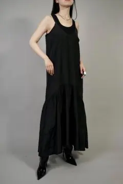 HEM GATHER CAMI DRESS (BLACK)のサムネイル