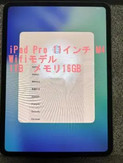 iPad Pro m4 11インチWi-Fi+cellular1TB ほぼ未使用 Apple iPad Pro 11インチ (M4) Wi-Fi 1TB Nano-textureディスプレイ