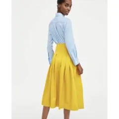 【ZARA】ハイウエスト ロングスカート（イエロー / Sサイズ）