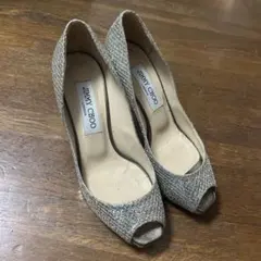 JIMMY CHOO シルバー オープントゥ ハイヒール　351/2