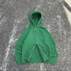 UNIQLO ダブルジップ スウェットパーカー グリーン 無地