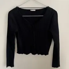 GUリブ編み ブラック カーディガン M