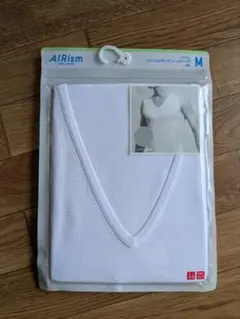 新品　UNIQLO AIRism メッシュVネック ノースリーブ M ホワイトのサムネイル