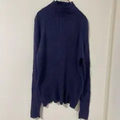 PREVIEW【L】リブニット ハイネック タートルネック セーター ネイビー