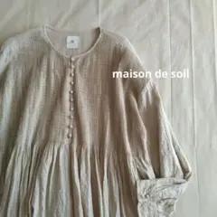 ✨美品✨maison de soil バンドカラー 長袖刺繍ゆったりブラウス 1 