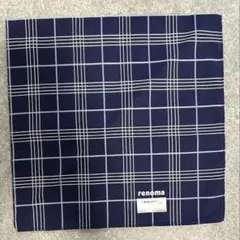 ★renoma ネイビー チェック柄 ハンカチ
