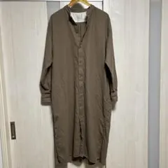 無印良品　レディース　フランネルスタンドカラーワンピース　L〜XL ブラウン