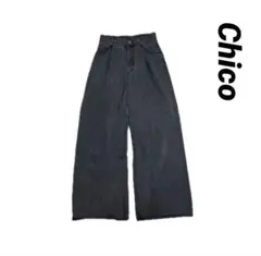 訳あり⭐️ chico チコ　ボックスタックワイドデニムパンツ　F グレー
