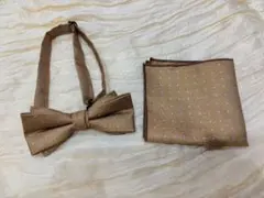 蝶ネクタイ＋ポケットチーフ2点セット