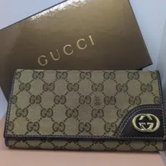 美品✨️グッチ 長財布 GG柄 インターロッキング キャンバス ベージュ