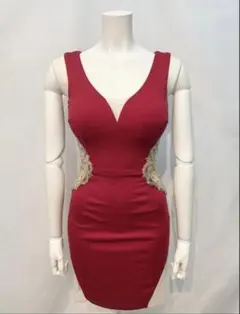 ワインレッド タイトフィットドレス