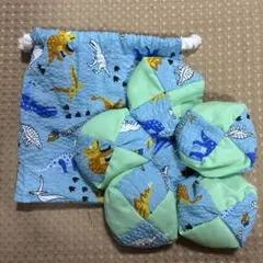 お手玉5個と収納用巾着袋　⑮ ハンドメイドのサムネイル
