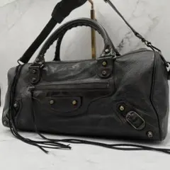 ✨希少 美品✨バレンシアガ ボストンバッグ ACE社製 刺繍 ナイロン 黒 2025年最新】BALENCIAGA レディース ボストンバッグ・旅行用