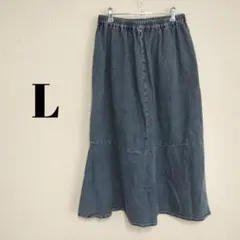 デニム フレアスカート ゴムウエスト 古着