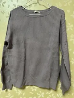 CINEMA CLUB パープル リブ編み長袖ニット