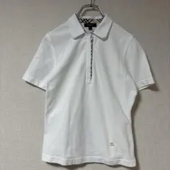 バーバリーロンドン ホワイト系 コットンジッパーポロシャツ レディースM