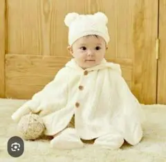 ミキハウスケープFREE ケーブル編みベビーポンチョ 3ヶ月～2歳頃まで着用可能