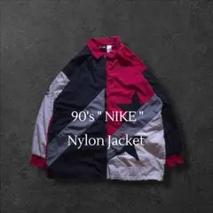 90s 黒タグ NIKE ナイキ襟付きナイロンジャケットオールアメリカンキャンプ