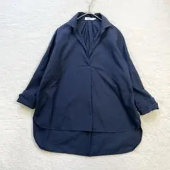 BARBA スキッパー ブラウス イタリア製 ネイビー 38のサムネイル