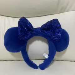 ディズニー　スパンコール　カチューシャ　ブルー