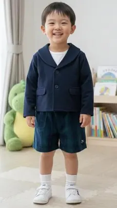 フォーマルセット 90cm セーラーカラー ジャケット＋チェックパンツ 男の子