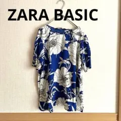 【良品✨】ZARA BASIC 花柄　裾ぺフラム　後ろ　カシュクール　ブラウスのサムネイル